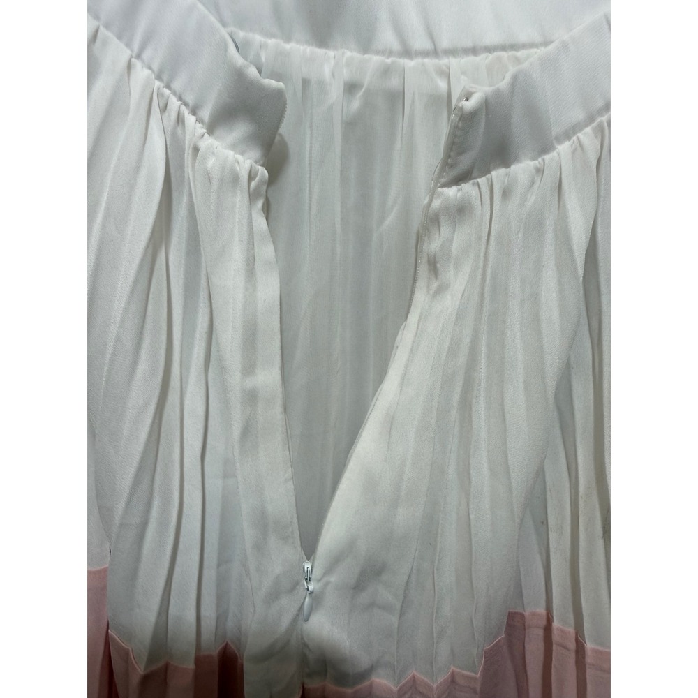 Lulus Colorblock Pleated Midi Skirt Pink Red White Size Small - Picture 6 of 7